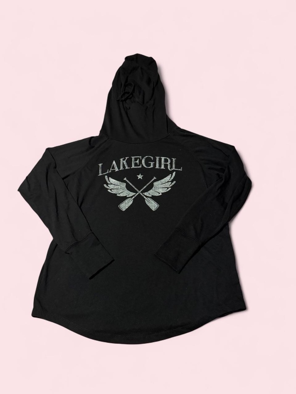 Lakegirl Black Hooded Graphic Pullover